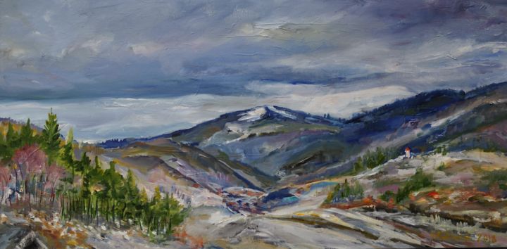 Painting titled "Prahova Valley" by Alexandra Ghimisi, Original Artwork, Acrylic