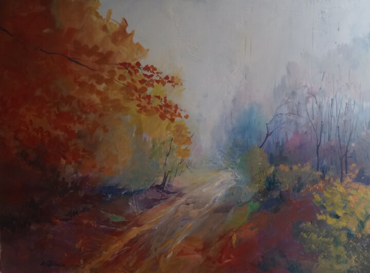 Malarstwo zatytułowany „Misty morning” autorstwa Alexandra Ghimisi, Oryginalna praca, Akryl