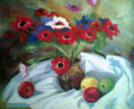 Painting titled "anemone" by Hagianu Alexandra, Original Art,
