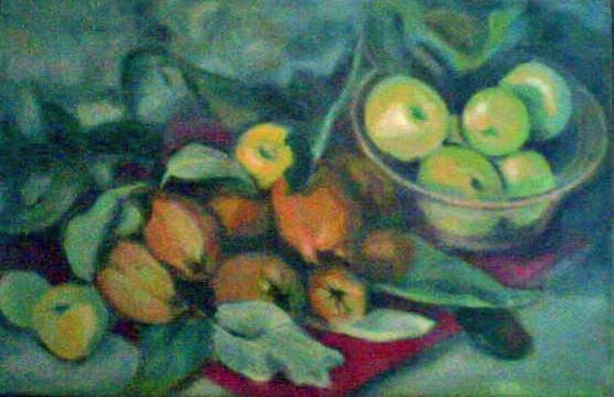 Painting titled "fruits" by Hagianu Alexandra, Original Art,