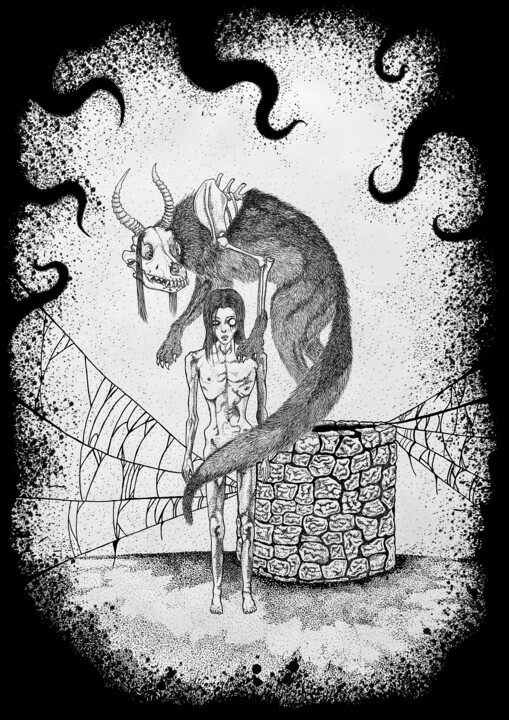 Dibujo titulada "The fear inside me" por Alexazrael, Obra de arte original, Pluma de gel