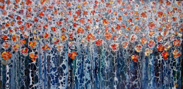 Painting titled "flowers in shades o…" by Alexandra Simanndani, Original Artwork, Acrylic