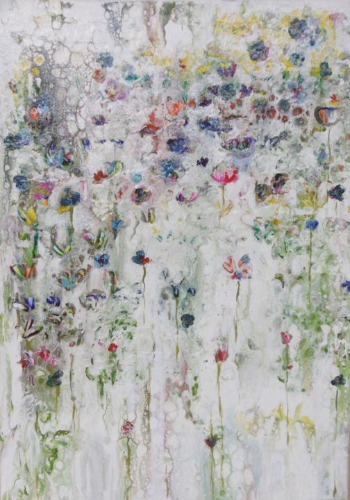 Painting titled "spring flowers" by Alexandra Simanndani, Original Artwork, Acrylic