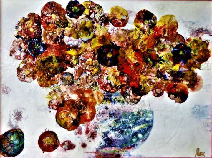 Painting titled "vase of flowers" by Alexandra Simanndani, Original Artwork, Acrylic