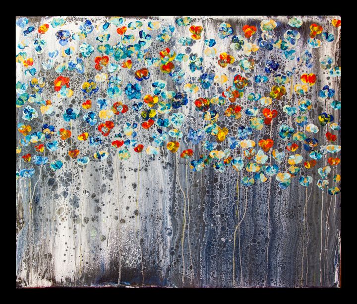 Painting titled "flowers in shades o…" by Alexandra Simanndani, Original Artwork, Acrylic