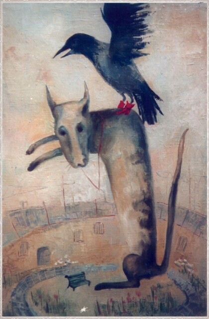 Pintura titulada "Raven Dog" por Alexej Simonenko (Sima), Obra de arte original