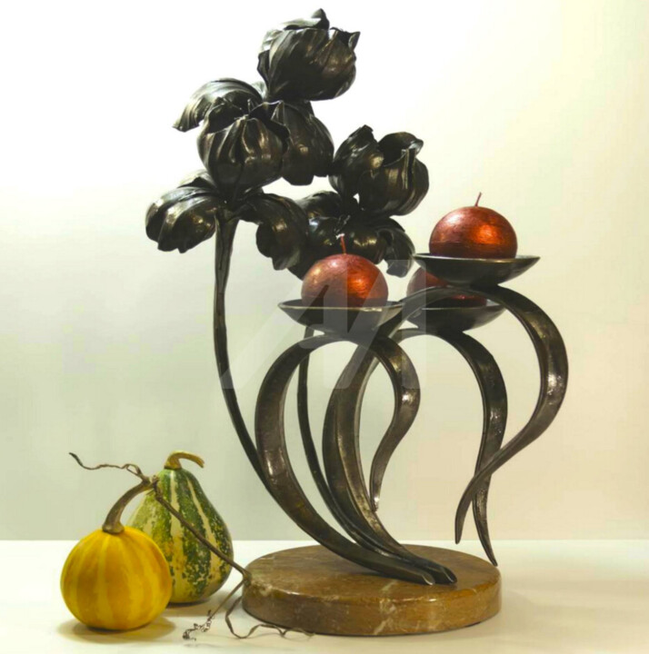 Sculpture titled "Candlestick of inte…" by Balov, Original Art, Metals