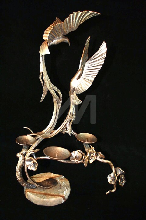 Sculpture titled "Candelabra Forged b…" by Balov, Original Art, Metals