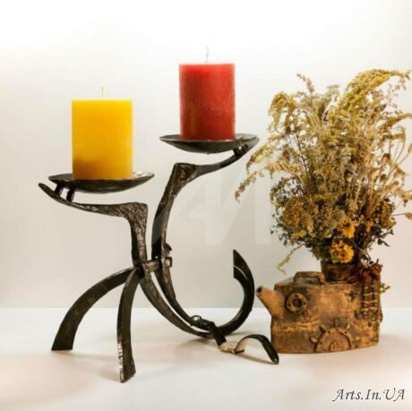Sculpture titled "Candelabra of steel…" by Balov, Original Art, Metals
