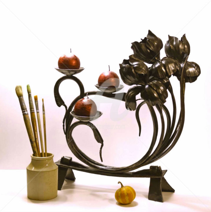 Скульптура под названием "Candelabra of steel…" - Balov, Подлинное произведение искусства, Металлы