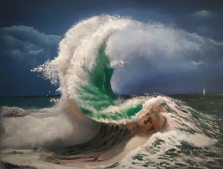 Painting titled "Queen of the sea" by Alexey Stadnik, Original Artwork, Oil