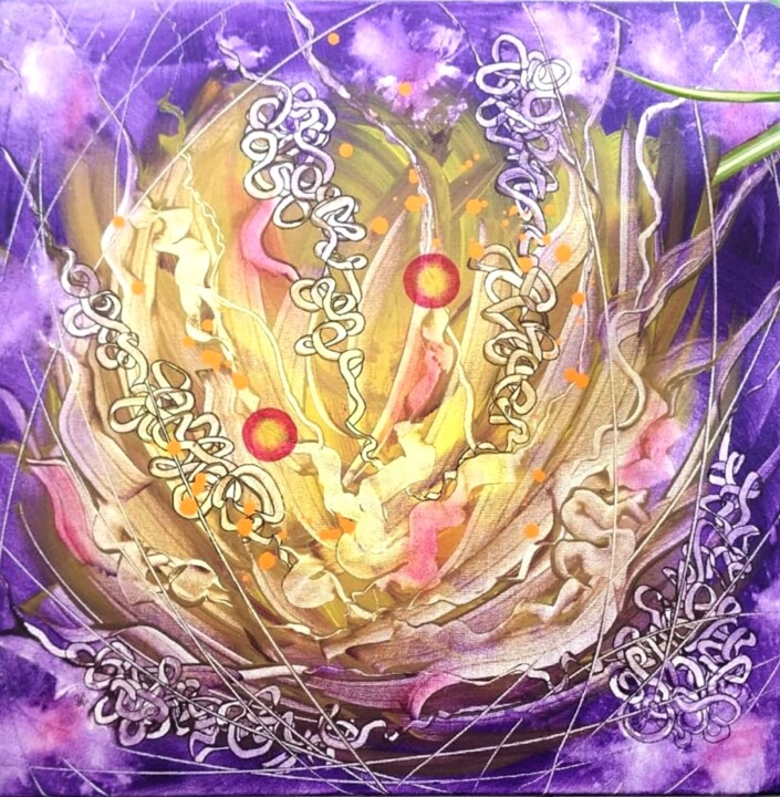 Pintura intitulada "Lotus Flower II" por Alex Furio, Obras de arte originais, Acrílico