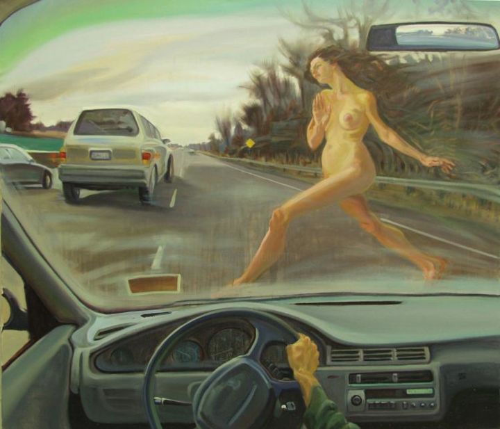 Painting titled "Nymph Crossing" by Alexander Girshin, Original Artwork