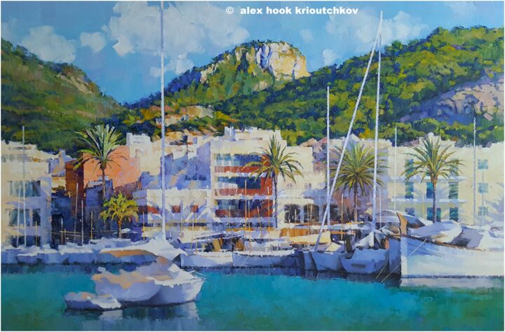 Schilderij getiteld "Puerto de Andratx X…" door Alex Hook Krioutchkov, Origineel Kunstwerk, Olie