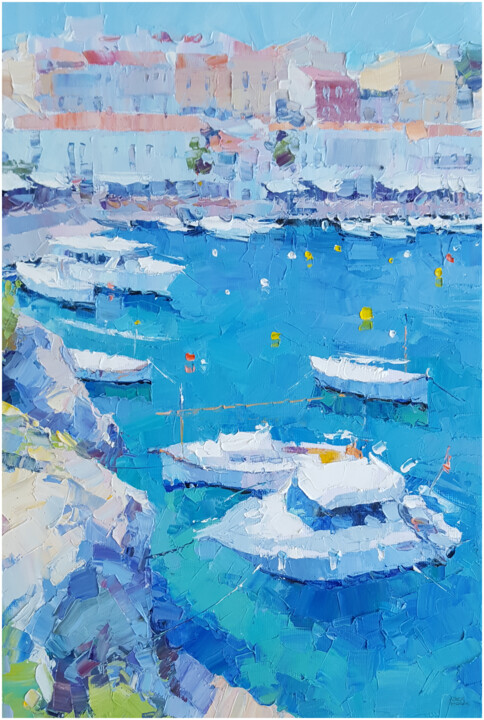 Painting titled "Cales Fonts XIII" by Alex Hook Krioutchkov, Original Artwork, Oil Mounted on Wood Stretcher frame