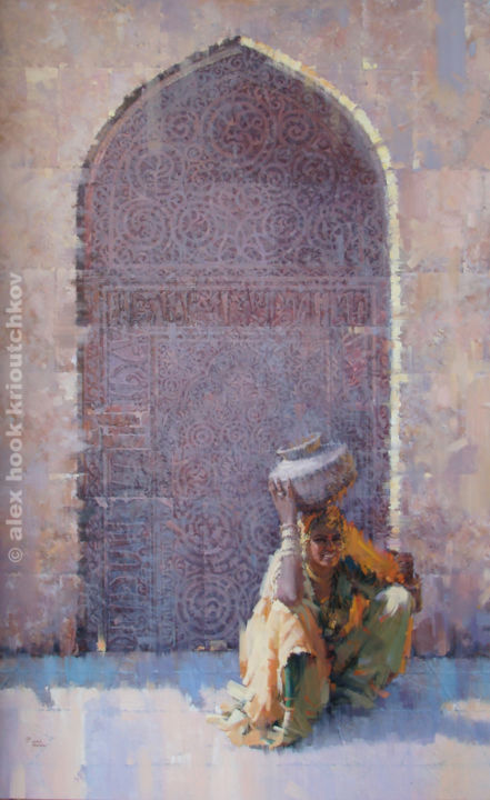 "Madona of India (Sa…" başlıklı Tablo Alex Hook Krioutchkov tarafından, Orijinal sanat, Petrol