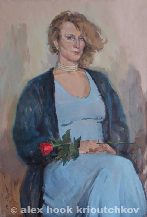 Painting titled "Rose. 1997" by Alex Hook Krioutchkov, Original Artwork, Oil