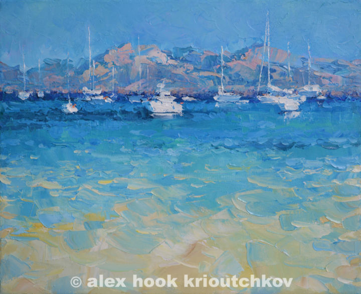 Painting titled "Playa de Formentor…" by Alex Hook Krioutchkov, Original Artwork, Oil