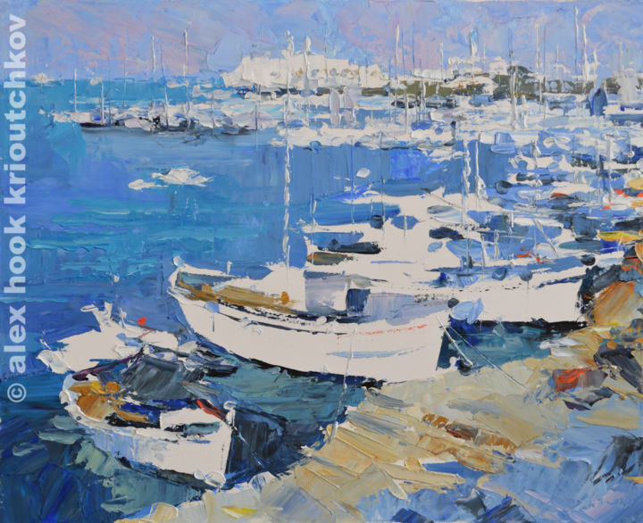 Painting titled "Puerto de Palma de…" by Alex Hook Krioutchkov, Original Artwork, Oil