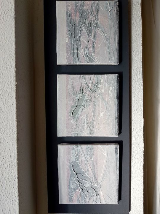 Painting titled "Grey Tryptic" by Alexia L., Original Artwork, Acrylic