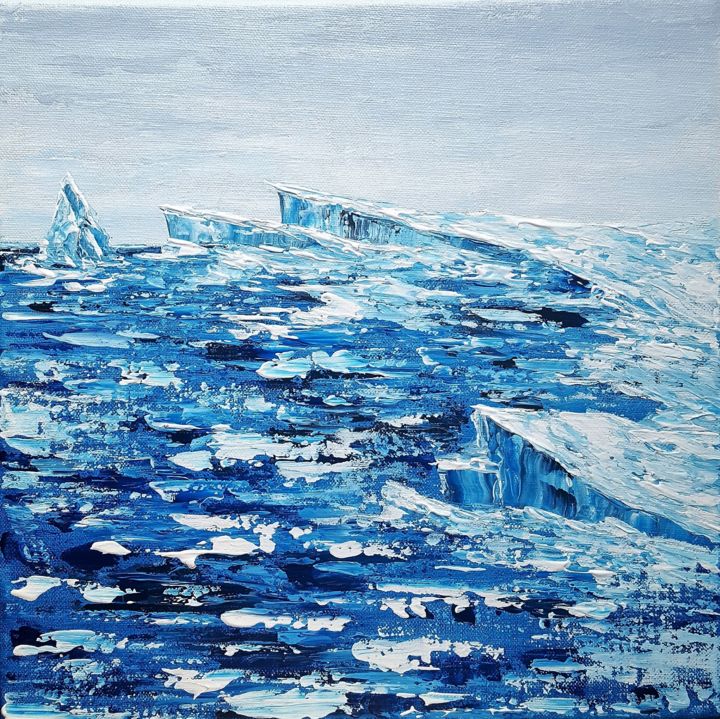 Malerei mit dem Titel "Mer de glace" von Alexia Séchet, Original-Kunstwerk, Acryl