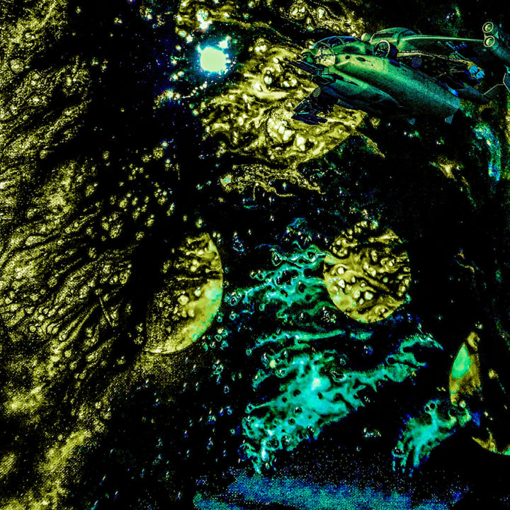 Digitale Kunst getiteld "Raumschiff 3" door Alexia Petertil, Origineel Kunstwerk, 2D Digital Work