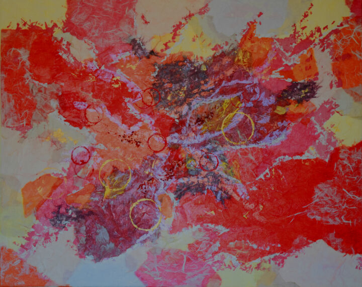 Painting titled "Red Abstract" by Alexis-Baranek Baranek, Original Artwork, Acrylic