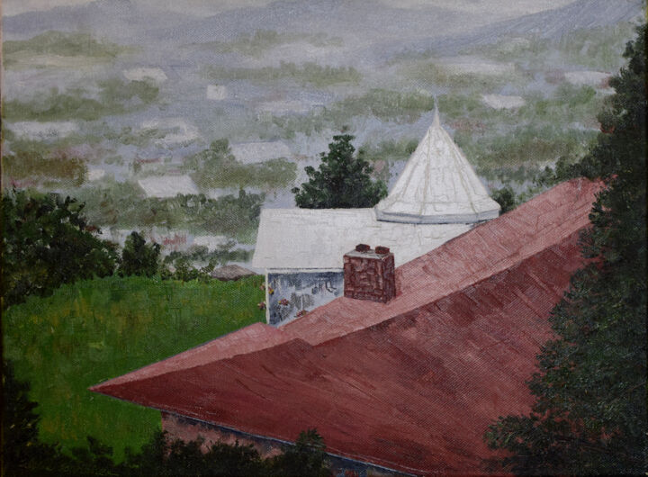 Painting titled "Foggy Chattanooga B…" by Alexis-Baranek Baranek, Original Artwork, Oil