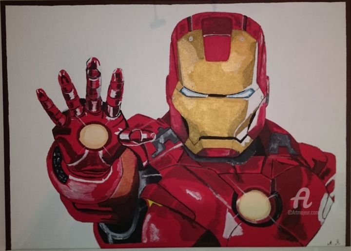 Painting titled "Iron Man" by Alexis Raoult, Original Artwork, Acrylic