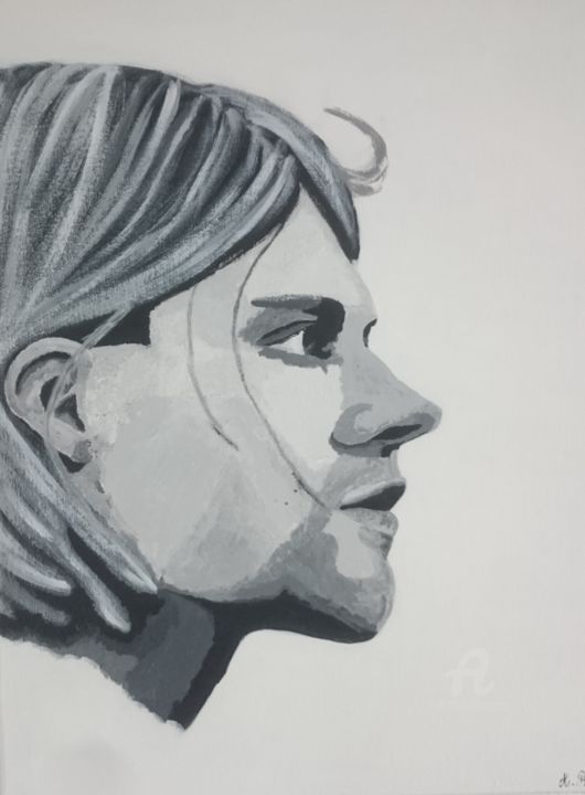 Painting titled "Kurt Cobain" by Alexis Raoult, Original Artwork, Acrylic