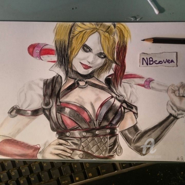 Drawing titled "Harley Quinn" by Alexis Raoult, Original Artwork