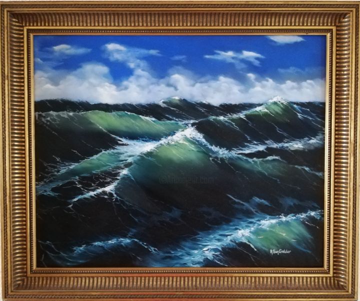 Painting titled "De oceaan" by Alexis Van Gelder, Original Artwork, Oil
