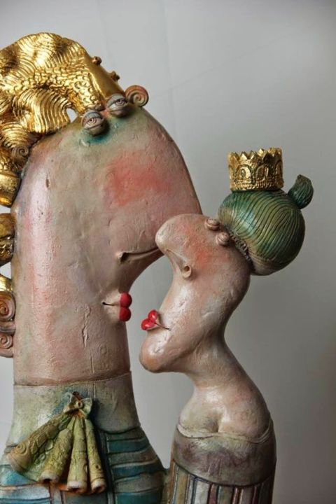Sculpture titled "Love love story" by Alex Johanson, Original Artwork, Ceramics