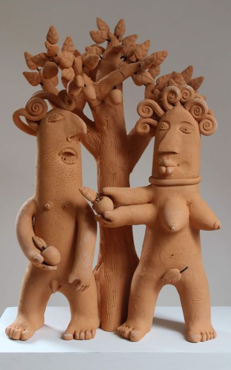 Sculpture titled ""ADAM i EWA"" by Alex Johanson, Original Artwork, Ceramics