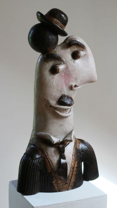 Sculpture titled "Charlie" by Alex Johanson, Original Art, Ceramics
