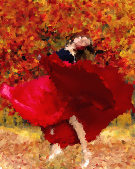 Цифровое искусство под названием "Autumn Dance" - Alex Mir, Подлинное произведение искусства, Цифровая живопись