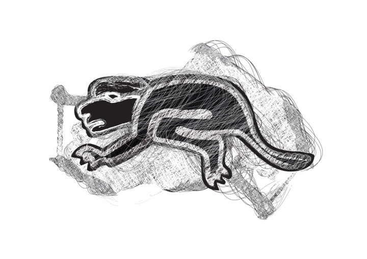 Arte digitale intitolato "CUETZPALIN - Lizard" da Hapiman, Opera d'arte originale, Lavoro digitale 2D
