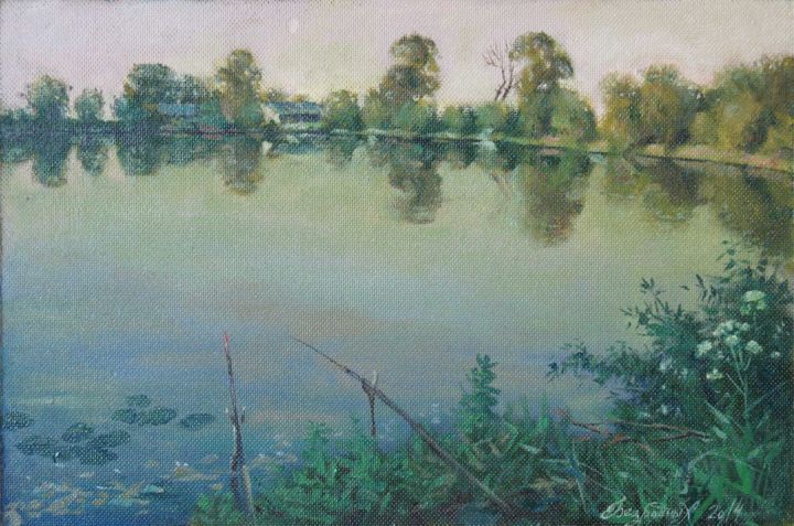 Painting titled "тихий вечер" by Alexander Bezrodnykh, Original Artwork, Oil