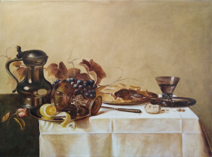 Painting titled "Завтрак" by Alexander Bezrodnykh, Original Artwork, Oil