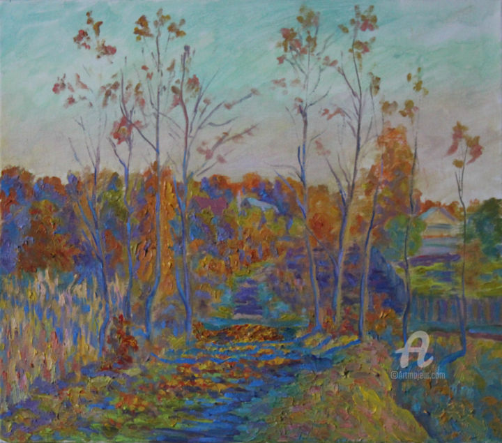 Ζωγραφική με τίτλο "«Осень в деревне»" από Александр Кузнецов, Αυθεντικά έργα τέχνης, Λάδι