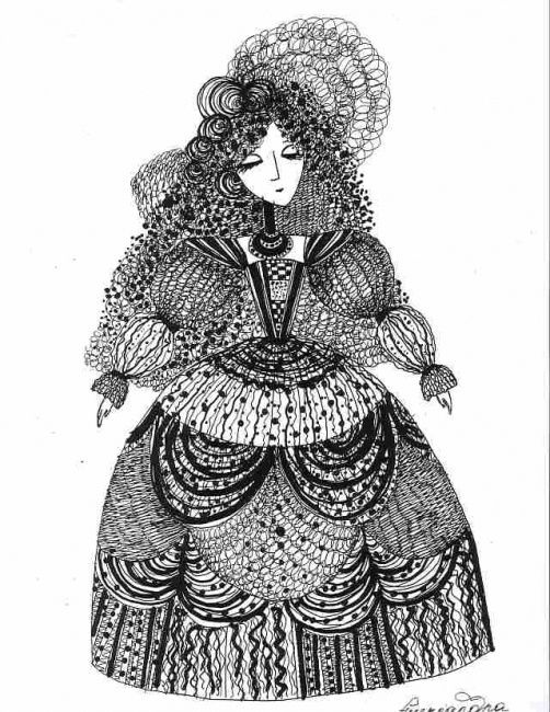 Desenho intitulada "Lady 2" por Alexandra Digileva, Obras de arte originais, Outro