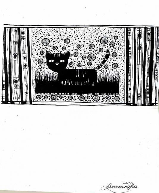 Disegno intitolato "Cat" da Alexandra Digileva, Opera d'arte originale