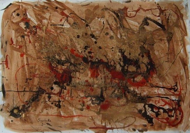 Malerei mit dem Titel "Sakyu" von Alexander Snehotta Von Kimratshofen, Original-Kunstwerk, Öl