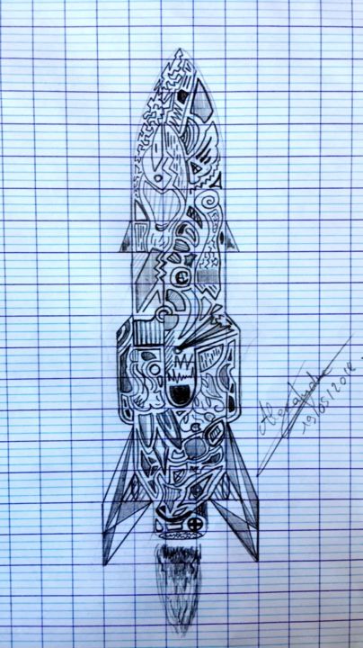 Disegno intitolato "Spirit Rocket" da Alexandre C, Opera d'arte originale, Carbone