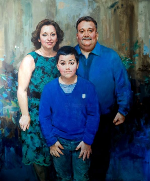 Painting titled "Семейный портрет ма…" by Alex Tochin, Original Artwork, Oil