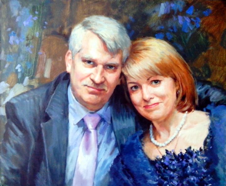 Картина под названием "Семейный портрет" - Alex Tochin, Подлинное произведение искусства, Масло