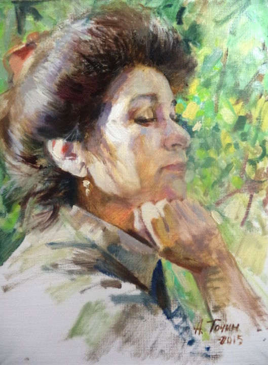 Painting titled "Портрет Елены" by Alex Tochin, Original Artwork, Oil