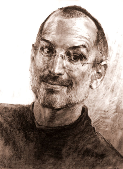 Рисунок под названием "Портрет Стива Джобса" - Alex Tochin, Подлинное произведение искусства, Пастель