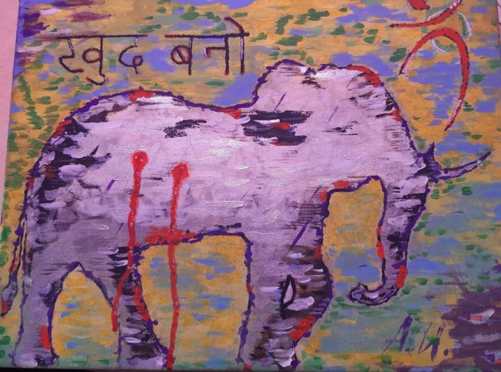 Картина под названием "Слон" - Александр Лабутин, Подлинное произведение искусства, Акрил