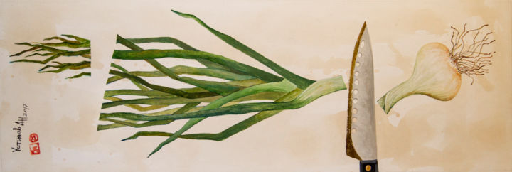 Painting titled "Onion" by Alexander Ustinoff, Original Artwork, Watercolor